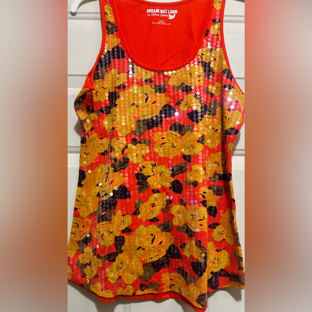 Selena Gomez DREAM OUT LOUD Vibrant Sequin Floral Top XL